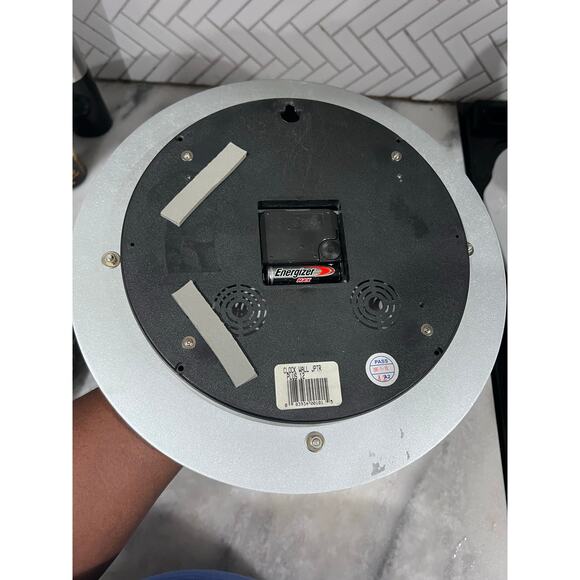 Modern Tech Wall Clock Weather Station Temp Humidity Brushed Aluminum 12” - Picture 2 of 10